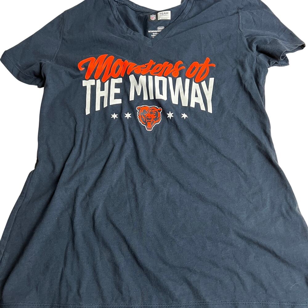 Women's NFL Monster of the Midway V-Neck Navy T-Shirt - Size Small - NWT